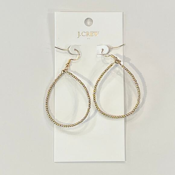 NWT J. Crew Gold Beaded Boho/Festival Hoop Earrings - Picture 2 of 8